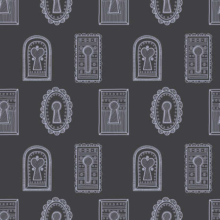 Seamless pattern with cute hand drawn ornamental  keyholesのイラスト素材