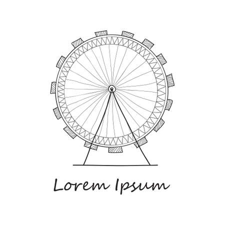|Composition with cute hand drawn Ferris wheel. V ectorのイラスト素材
