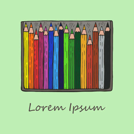 Composition with cute hand drawn pencilsのイラスト素材