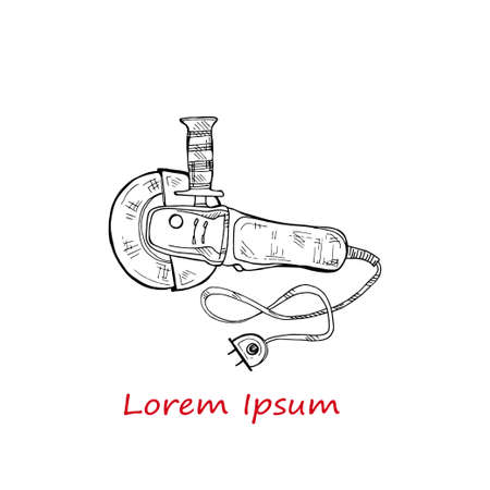 Hand drawn angle grinder. Vector house repair tools collectionのイラスト素材