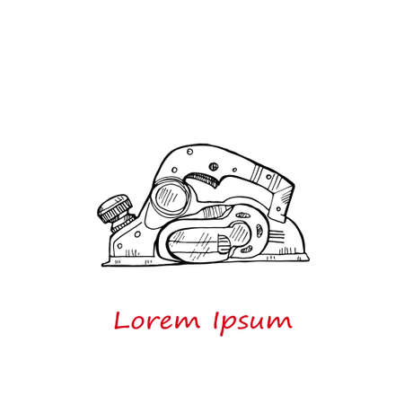 Hand drawn jack-plane. Vector collection of house repair toolsのイラスト素材