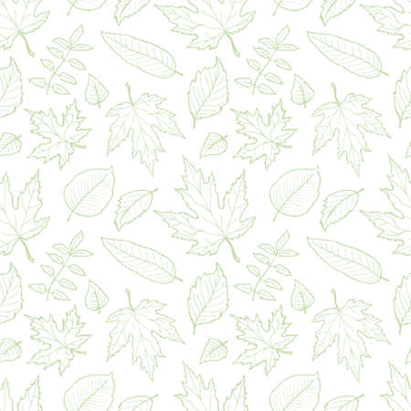 Seamless pattern with cute hand drawn leaves. Nature collection. Vector illustrationのイラスト素材