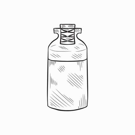 Cute hand drawn medical bottle for mixture or vitamins or other. Vector illustrationのイラスト素材