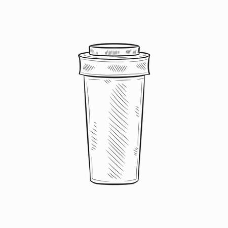 Cute hand drawn medical bottle for mixture or vitamins or other. Vector illustrationのイラスト素材
