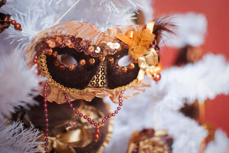 Christmas light interior with mask and toysの写真素材