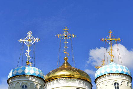 Church. Golden domes in Russia.