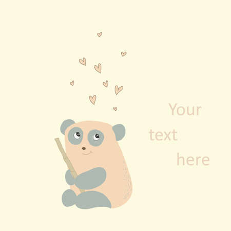 Card with a cute panda in loveのイラスト素材