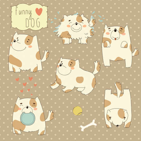 Set with funny cartoon dogのイラスト素材