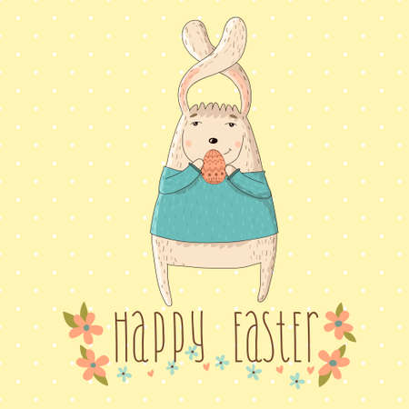 Happy easter cards illustration with easter rabbitのイラスト素材