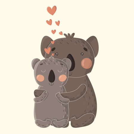 Greeting Card for Mother s Day  Illustration with cute cartoon koalas  のイラスト素材