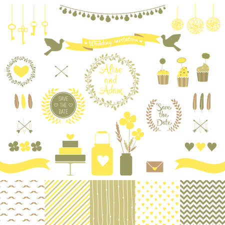 Set for wedding design   Love elements for your designのイラスト素材