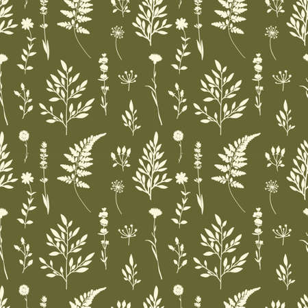 Retro seamless pattern with flowers. Botanical vintage patternのイラスト素材
