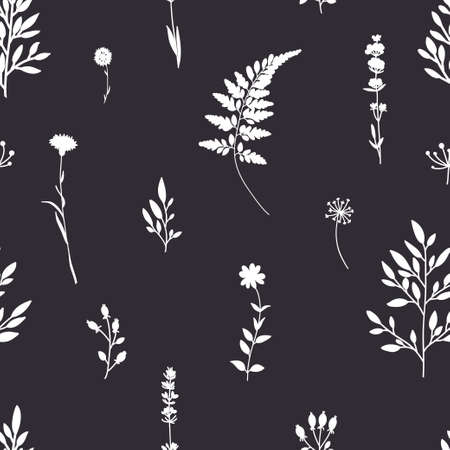 Retro seamless pattern with flowers. Botanical vintage patternのイラスト素材