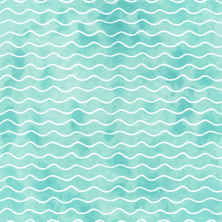 Seamless geometric watercolor wave pattern on paper texture