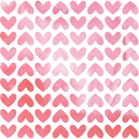 Stylish Valentine's day card with pink watercolor hearts. Vector illustrationのイラスト素材