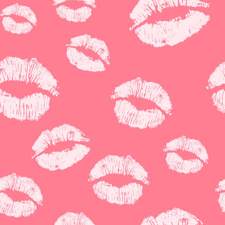 Vector pink seamless pattern background. Lips prints wrapping paperのイラスト素材