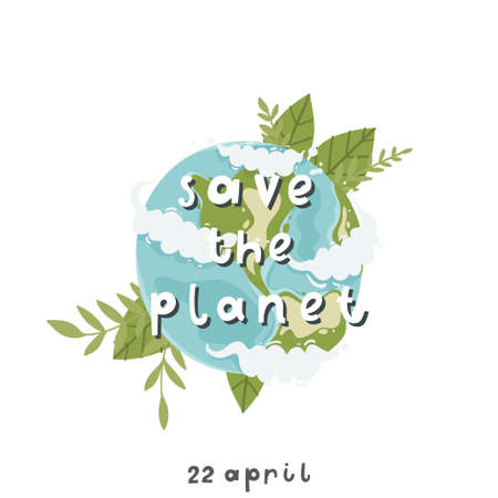Happy Earth day poster template vector illustrationのイラスト素材
