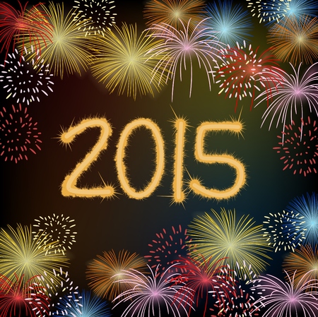 New year celebration with fireworksのイラスト素材