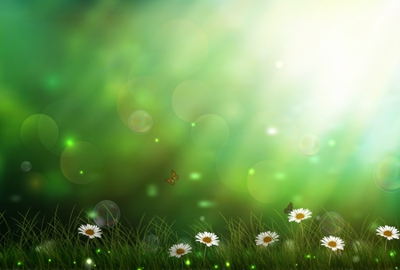 Daisies in a meadow closeupのイラスト素材