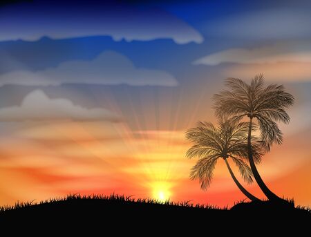 Sunset on the beachのイラスト素材