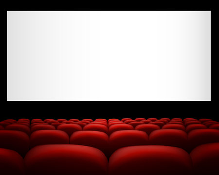 Illustration of a cinema with red upholsteryのイラスト素材