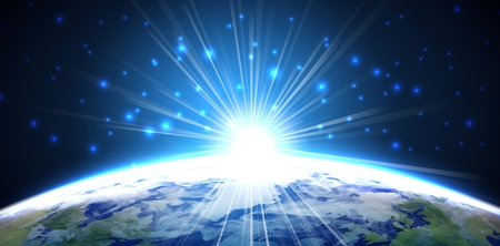 Light of planet earth from the space at nightのイラスト素材