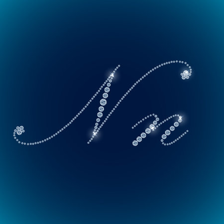 Shiny diamond alphabet letters blue background. vectorのイラスト素材