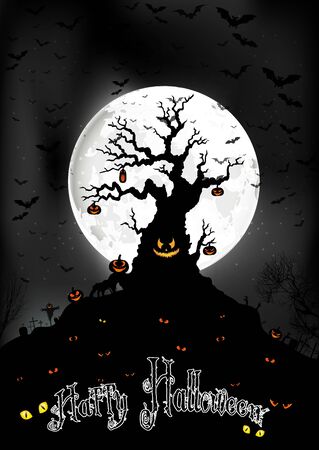Halloween background on the full moonのイラスト素材