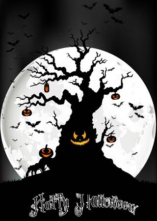 Halloween background on the full moonのイラスト素材