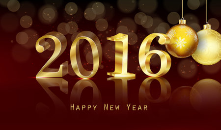 Happy new year 2016 with gold text background