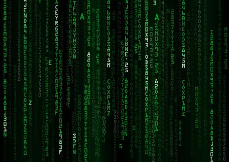 Technology binary background. Binary on green backgroundの写真素材