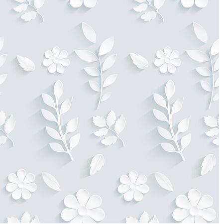 Seamless pattern daisy with leaves on gray backgroundのイラスト素材