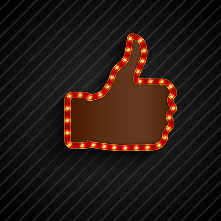 The thumbs background symbol glowing with bulbsのイラスト素材