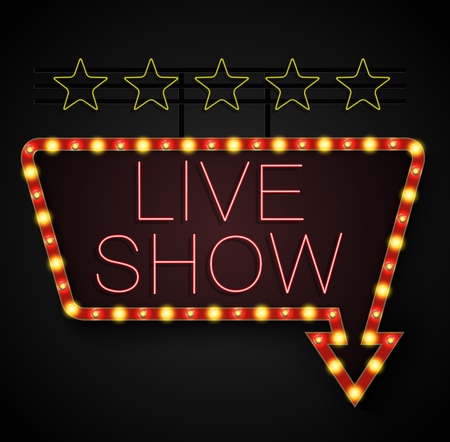 Shining retro light banner on black backgroundの写真素材