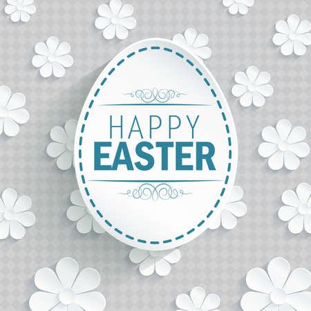Easter egg on flowers backgroundのイラスト素材