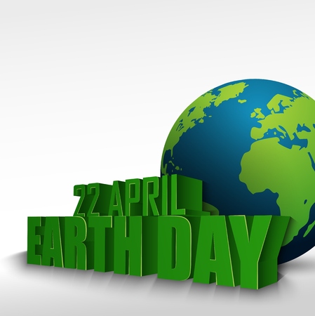 3D globe with the word 22 April Earth Dayのイラスト素材