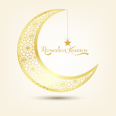 Golden crescent moon on brown backgroundの写真素材