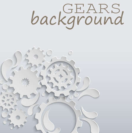 Vector illustration of White paper gears and cogs backgroundのイラスト素材