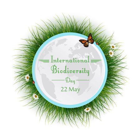 Vector illustration of Natural frame with grass circle for International Biodiversity Dayのイラスト素材