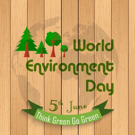 Vector illustration of World environment day on wooden backgroundのイラスト素材