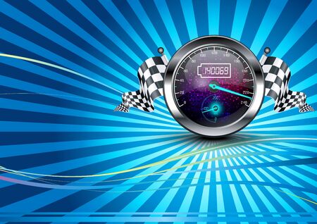 Background checkered with speedometer and checkered flagsのイラスト素材