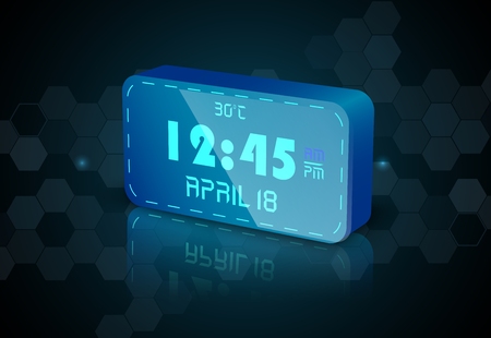 Blue digital Clockのイラスト素材