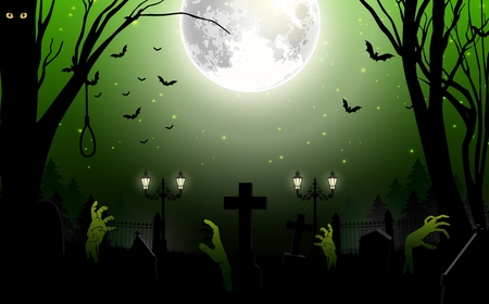 Halloween Zombie Party theme on green backgroundのイラスト素材
