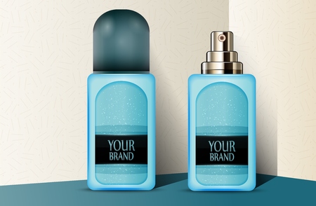 Vector illustration of  Blue plastic perfume bottlesのイラスト素材
