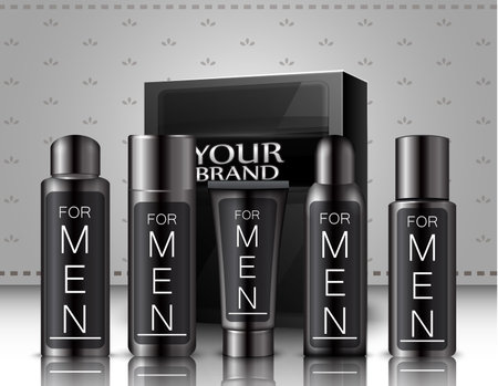 Vector illustration of Set of men cosmetics packageのイラスト素材
