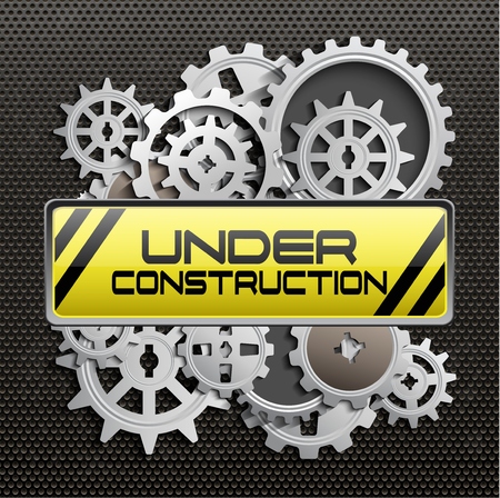 Vector illustration of Under construction with gears and pinionsのイラスト素材