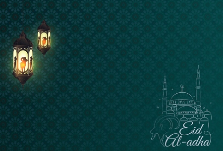 Vector illustration of Eid Al Adha lantern cardのイラスト素材
