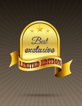 Vector illustration of Golden label with ribbonのイラスト素材