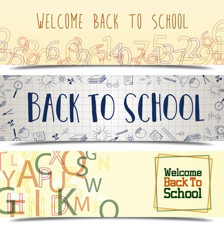 Vector illustration of Back to school banner setのイラスト素材