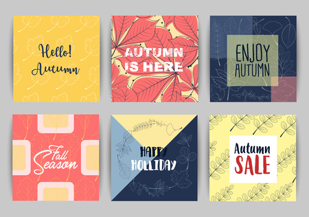 Vector illustration of Set of autumn sale banners template with letteringのイラスト素材